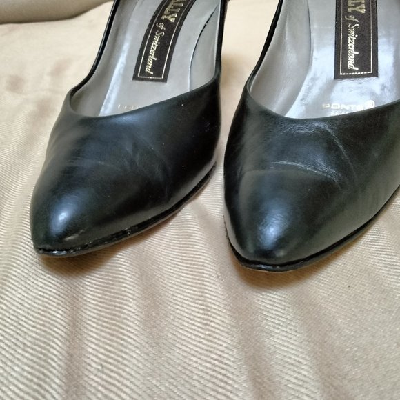 Gently Preloved genuine leather Bally of Switzerland Kitty Black heels size 7M - Picture 2 of 9